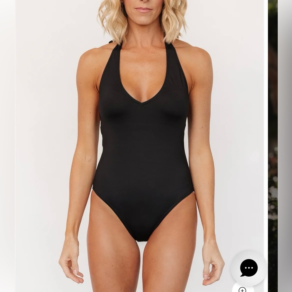 Classic Black Halter One-Piece Swimsuit